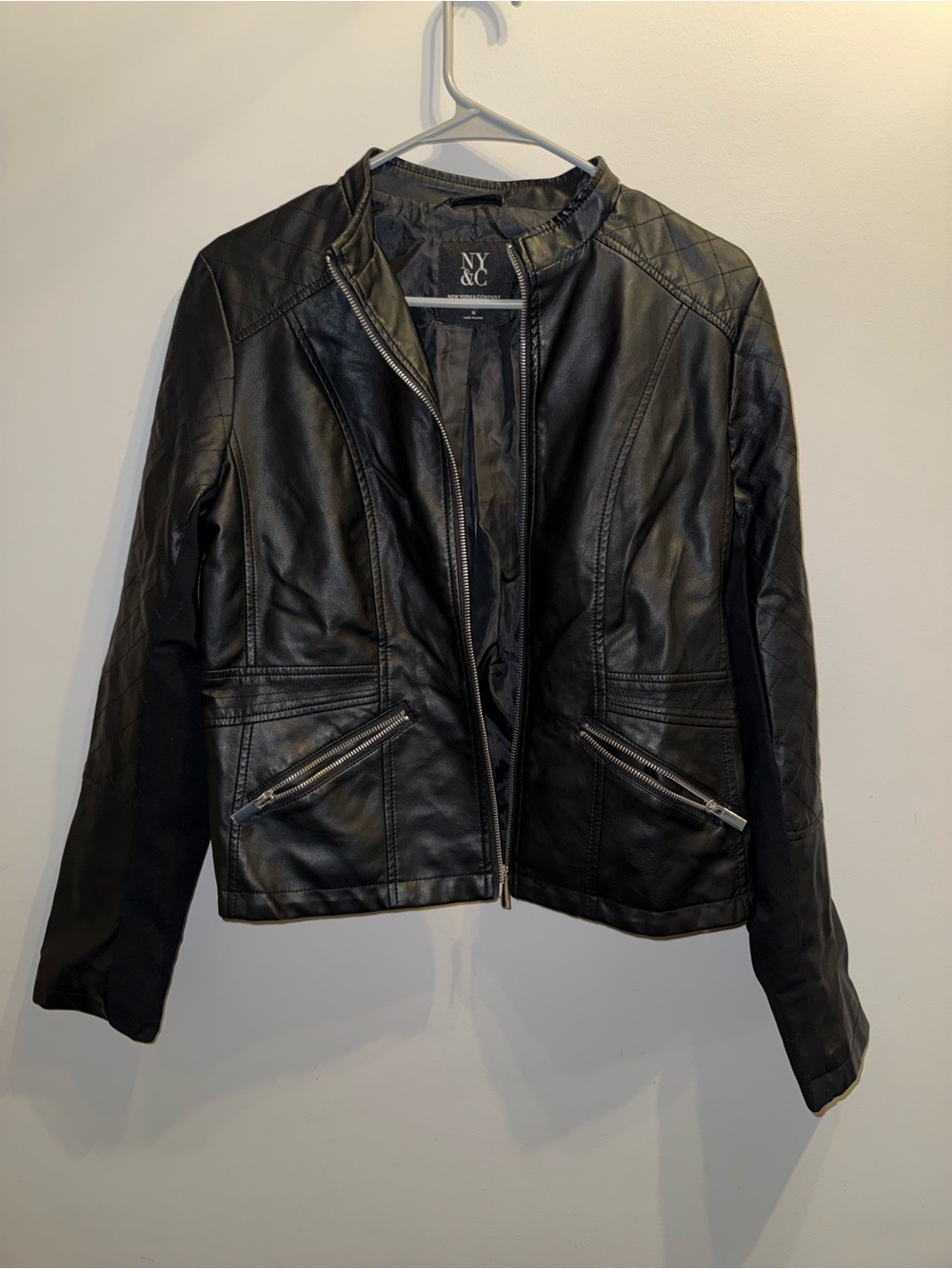 New York & Company Black Faux Leather Zip-Front Jacket - Picture 2 of 4